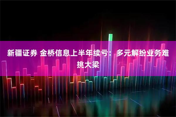 新疆证券 金桥信息上半年续亏：多元解纷业务难挑大梁