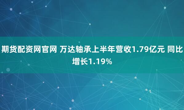 期货配资网官网 万达轴承上半年营收1.79亿元 同比增长1.19%