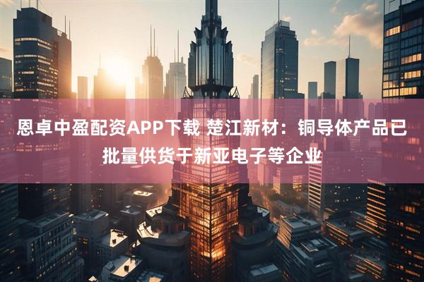 恩卓中盈配资APP下载 楚江新材：铜导体产品已批量供货于新亚电子等企业